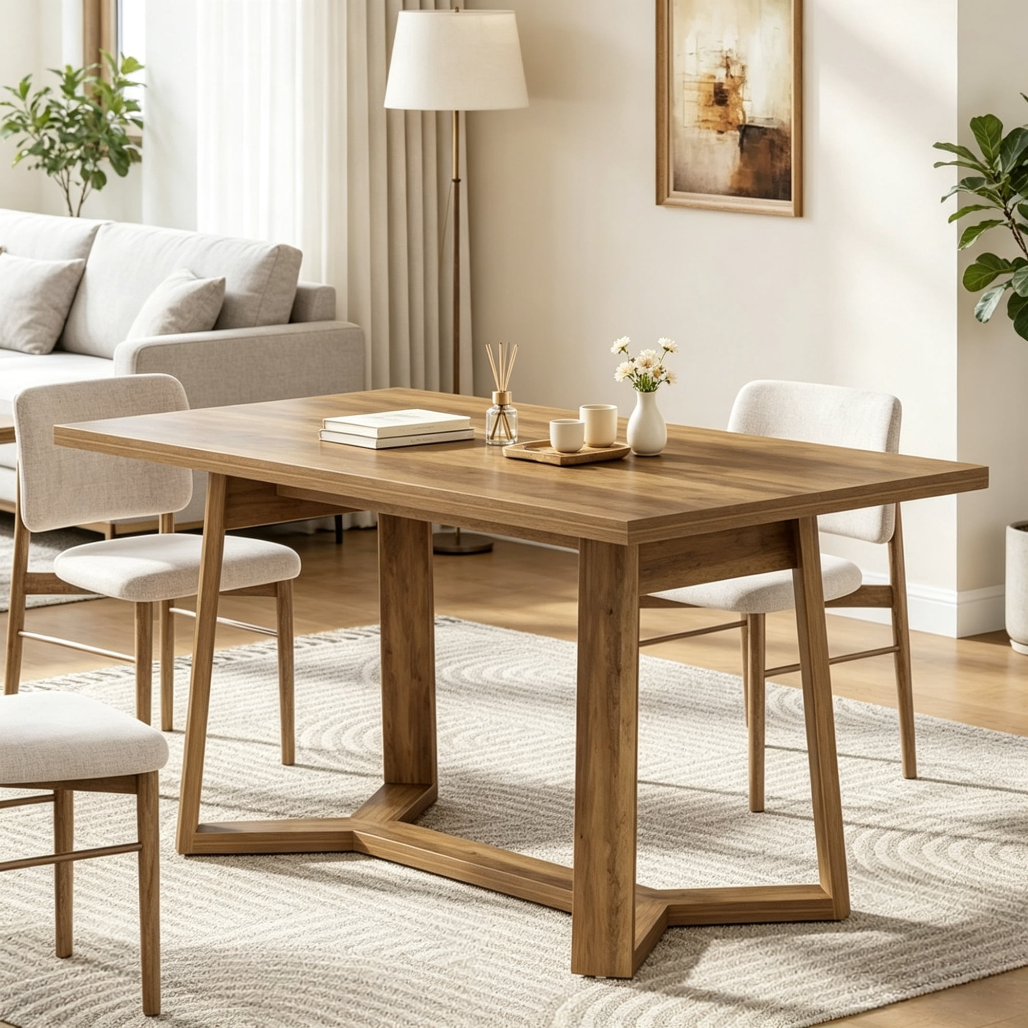 47 Inch Rectangular Dining Table with Sturdy Base