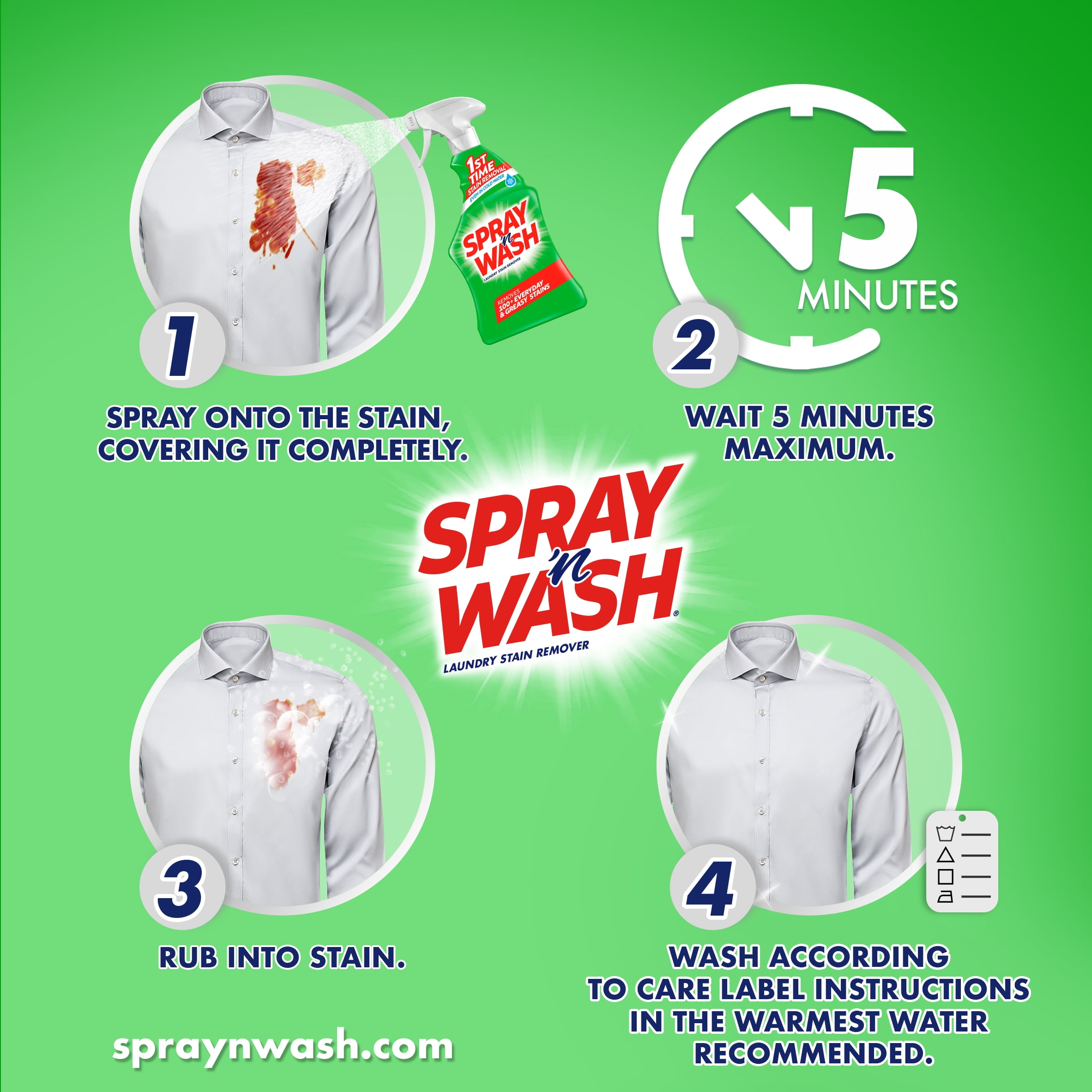 Spray 'n Wash Pre-Treat Laundry Stain Remover Refill 60 Ounce (Pack of 5)