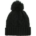 thumbnail image 5 of Black Slouchy Cable Knit Pom Pom Beanie Winter Cap Chunky Skull Hat Ski Kinit Warm New, 5 of 5