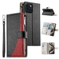 thumbnail image 2 of Funda cartera GANGXUN para iPhone 15 , cuero PU con tarjetero, cremallera, correa de mano, soporte y protección 823°, 2 of 6