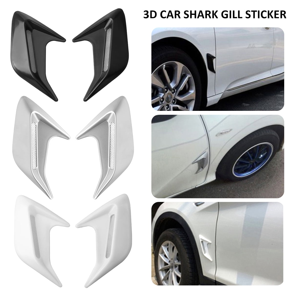 Universal ABS Chrome Fender Grill Body Side Vents Car SUV Sticker VIP