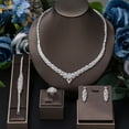 thumbnail image 2 of 4 pieces of bride zirconia full set of women's party jewelry, luxury Dubai Nigeria CZ luxury crystal wedding necklace set, 2 of 5