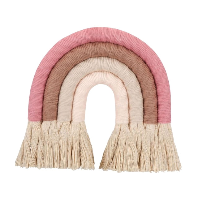 Cuerda de borlas de algodón tejida a mano con macramé colorido arcoíris colgante bohemio GRAMO
