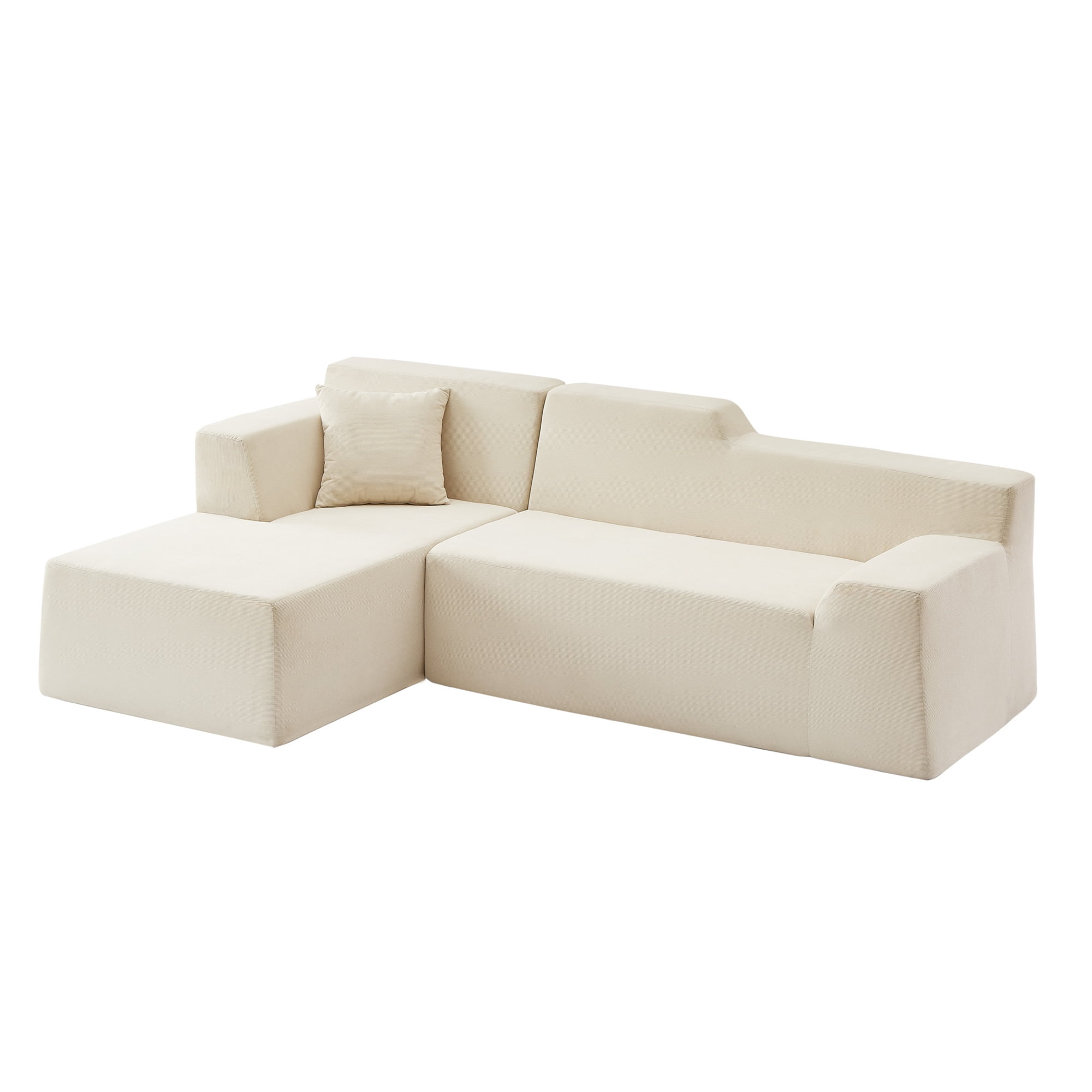 Aukfa 97" Cloud Sectional Sofa Trapezoid Boneless Couch Modular Sofa Bed for Living Room, Left Chaise, Beige