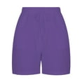 thumbnail image 5 of Jacenvly New Womens Shorts Women'S Cotton Linen Shorts Solid Color Comfortable Elastic Wide Leg Casual Shorts High Waistleisure Womens Plus Size Shorts Purple, 5 of 7