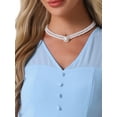 thumbnail image 5 of INSPIRE CHIC Vintage Chiffon Dress for Women's Button Decor Cap Sleeve Elegant Wear-to-Work Dresses M Light Blue, 5 of 5