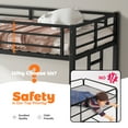 thumbnail image 3 of Aukfa Twin Metal Loft Bed with Storage Shelves, Heavy-Duty Steel Frame with Guardrails, Black, Kids & Teens Junior Bed, 3 of 8