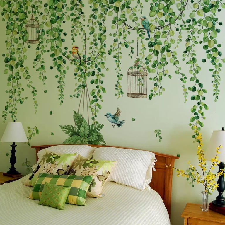 Decalmile Hanging Vine Wall Decals – Evergreen Ivy Leaves Stickers For Bedroom, Living Room, Sofa & TV Background