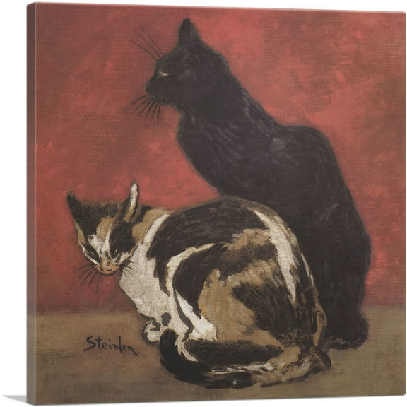 ARTCANVAS Cats 1910 Canvas Art Print by Theophile Steinlen - Size: 18" x 18" (0.75" Deep)