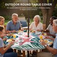 thumbnail image 3 of Round Outdoor Tablecloth with Umbrella Hole and Zipper, Summer Coastal Tablecloth with Elastic Waterproof, Beach Palm Leaves Coral Starfish Shell Patio Table Covers for 45" - 54" Picnic Pool Tables, 3 of 9