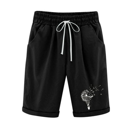 

HSMQHJWE Maternity Running Shorts 6 Inch Shorts Women Women Dandelion Print Summer High Waisted Prints Cotton Linen Pants Plus Size Shorts Lacing Beach Workout Pocket Lounge Five Point Pants Basketba