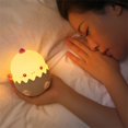 thumbnail image 4 of Luz de noche LED con sensor de presión, 6 colores, regulable, recargable por USB, de silicona, para niños, lámpara de noche verde, 4 of 5