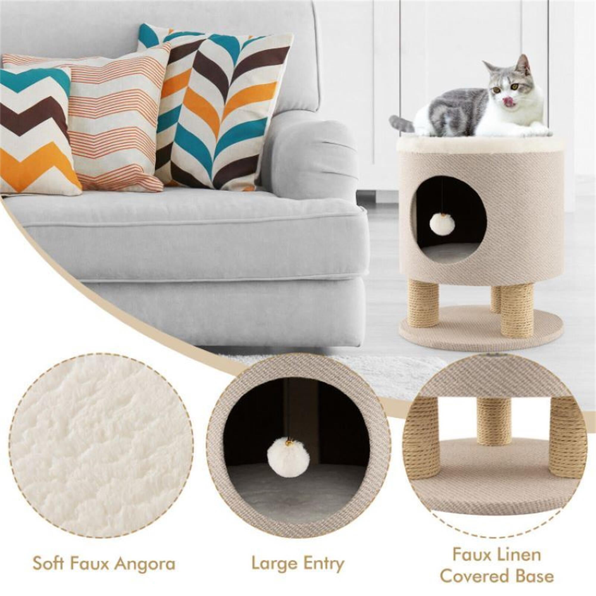 Kadyn 18" 3-in-1 Cat Cave Bed, Cat House for Indoor Cats, Cat Condo Modern Cat Nest Cute Prevents Furniture Damage Cat Shelter, Beige