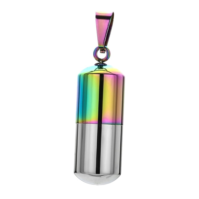 lionlar Pill Necklace Stainless Steel Cremation Urn Pendant Jewelry Gift Colorful