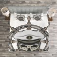 thumbnail image 3 of Ambesonne Skull Quilted Bedspread Set 3 Pcs, Captain Pirate Skeleton, Queen Size, White Brown Grey, 3 of 3