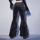 thumbnail image 5 of Jeans acampanados Prolriy para mujer, pantalones góticos de cintura alta de color sólido oscuro para mujer, negro M, 5 of 8
