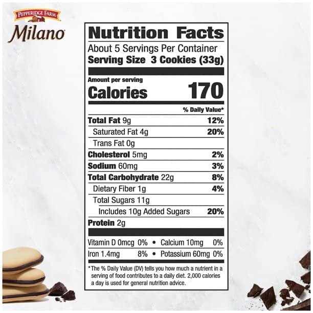 Pepperidge Farm Milano Milk Chocolate Cookies, 6.25 Oz.