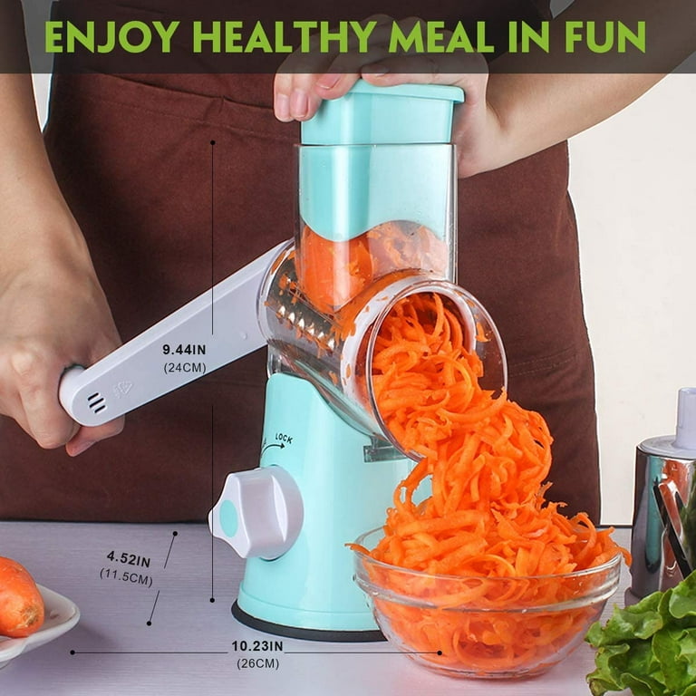 RIGSTNE Rotary Cheese Grater, 3 in 1 Cheese Shredder Grater Rotary with  Handle, Vegetable Mandoline Slicer Grater Shredder for Vegetable, Cheese,  Nut