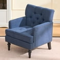 thumbnail image 5 of S-HOME Mid Century Modern Accent Chair With Studded Detailing Upholstered Foam Seat And Rubberwood Frame For Living Room Bedroom Furniture, Blue, 5 of 5