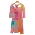 thumbnail image 6 of Abstract Colorful Gridded Artwork Women's Fall Dresses Casual Loose Flowy Swing Shift Dress, 6 of 9