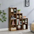 thumbnail image 3 of VECELO 3-Piece Bookcases Bookshelf Multi-Functional 12-Grid Bedroom Living Room Wooden Storage Rack, Brown, 3 of 8
