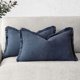 thumbnail image 1 of Chenchen Set of 2 Decorative Linen Fringe Throw Pillow Covers Boho Farmhouse Cushion Cover with Tassels Accent Pillowcase for Couch Bed Sofa Living Room Home Bedroom Decor, 12×24 Inch, Navy Blue, 1 of 1