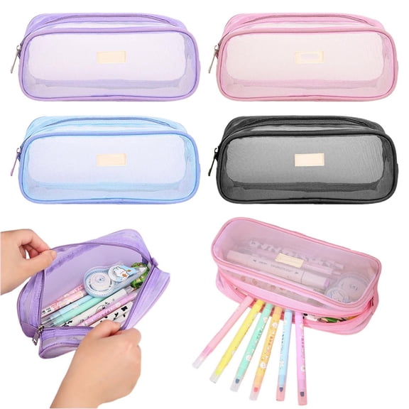 CoreLiving Large Capacity Mesh Pencil Case Big Zipper Pouch for College Office Supplies Multi-Purpose Pen Bag for Art Supplies and Stationery Organizer