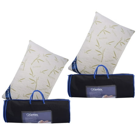 Set of 2 King Size Bamboo Shred Memory Foam Hypoallergenic Pillow Carry