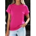thumbnail image 3 of PRETTYGARDEN Womens Summer Tops Spring Casual Rolled Short Sleeve Basic Tees Crew Neck Work Shirts Fashion Clothing, 3 of 10