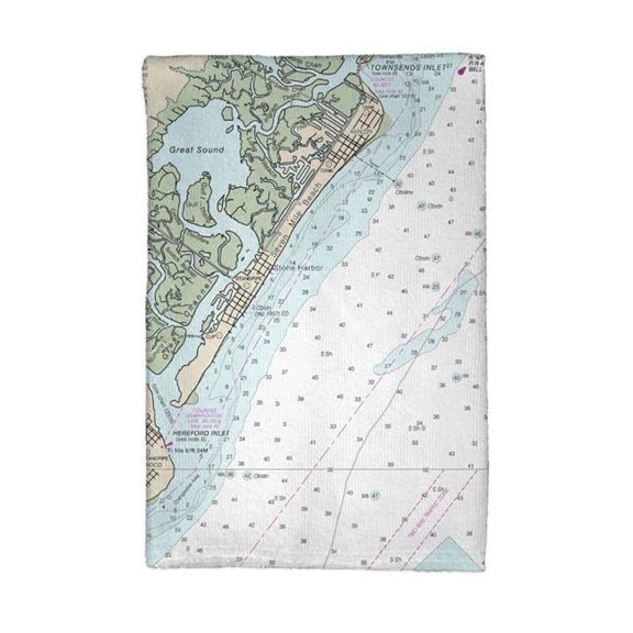 Betsy Drake KT12318AV Little Egg Inlet to Hereford Inlet - Avalon, NH Nautical Map Kitchen Towel