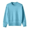 thumbnail image 4 of Gyexs Oversized Sweaters for Women Neck Long Sleeve Fuzzy Knit Tops Warm Soft Wool Seamless Pullover Christmas Sweater, Blue, Size L, 4 of 8