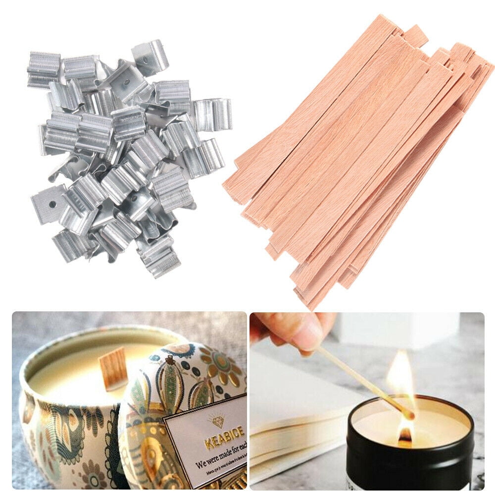 Home & Kitchen Feelava Candle Wicks 50 Pieces Wooden Candle Wicks