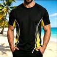 thumbnail image 4 of LODIENY Men Baggy Quick Dry Athletic Shirts Short Sleeve Crew Neck Color Block Tees Lightweight Breathable Regular Fit Tops Yellow M, 4 of 9
