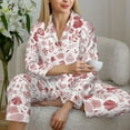 thumbnail image 4 of Goofa Flower Leaves Printed Women’s 2 Piece Pajama Set Super,Pajamas Women's Long Sleeve Sleepwear Soft Button Down Loungewear Pjs Lounge Set Nightwear-Small, 4 of 9