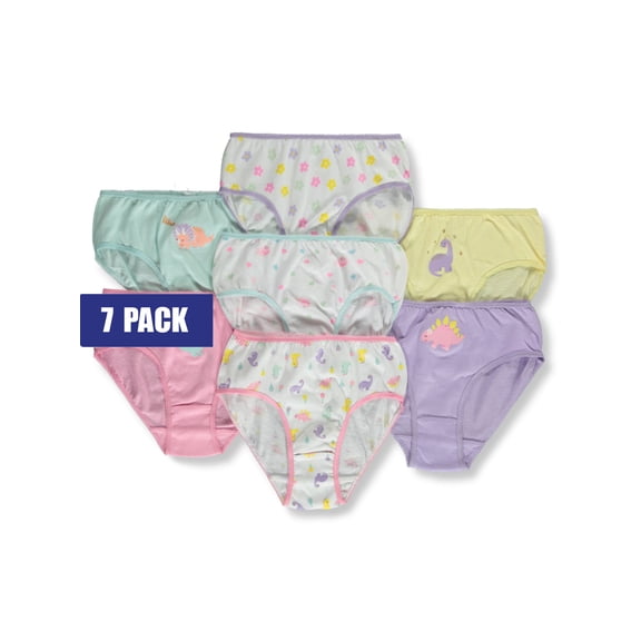 Real Love Girls' 7-Pack Dinosaur Bikini Briefs Underwear Color: pink/multi Size: 6 - 6x