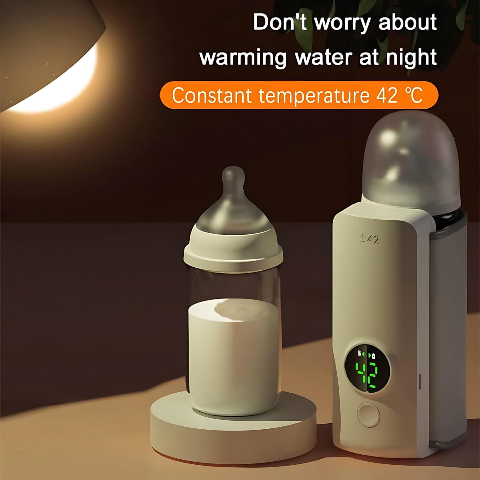 xaoyunyn USB Car Charging Portable Milk Bottle Warmer with Constant Temperature Control,6000mAh Battery,Night Light Multifunctional Features for Travel