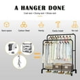 thumbnail image 3 of Clothing Garment Rack,Double Rails Closet Clothes Rack with Bottom Shelves and 4 Hooks,Freestanding Clothes Organizer Rack for Hanging Clothes Black, 3 of 7