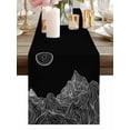 thumbnail image 2 of Burlap Table Runner 36 Inches Long, Abstract Mountain Moon Scenery Non-Slip Kitchen Table Runners for Dining Room Everyday Use Party Table Decorations Black White Geometric Line, 2 of 9