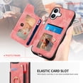 thumbnail image 5 of Asuwish Phone Case for iPhone 16 6.1 inch Wallet Cell Cover with Tempered Glass Screen Protector Slim Lanyard Wrist Strap RFID Ring Stand Credit Card Holder Slot i Phone16 i16 16Case Women Men Pink, 5 of 12