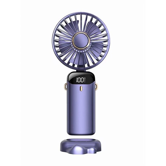 Ventilador portátil de mano, mini ventilador de mano personal recargable por USB, ventilador con batería de 3000 mah, 5 velocidades de viento, electricidad con pantalla, 90 F ajustable