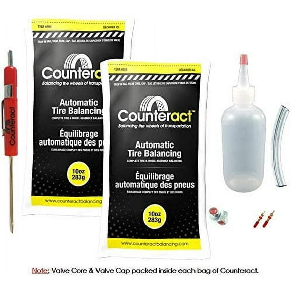 Counteract Diysk-10 Do It Yourself Tire/Wheel Balancing Beads Kit - Off-Road, Medium/Heavy Duty Truck Tires, (2) 10Oz DIY Bead Bags, (2) Valve Caps and Cores, (1) Core Remover, Injector Bottle