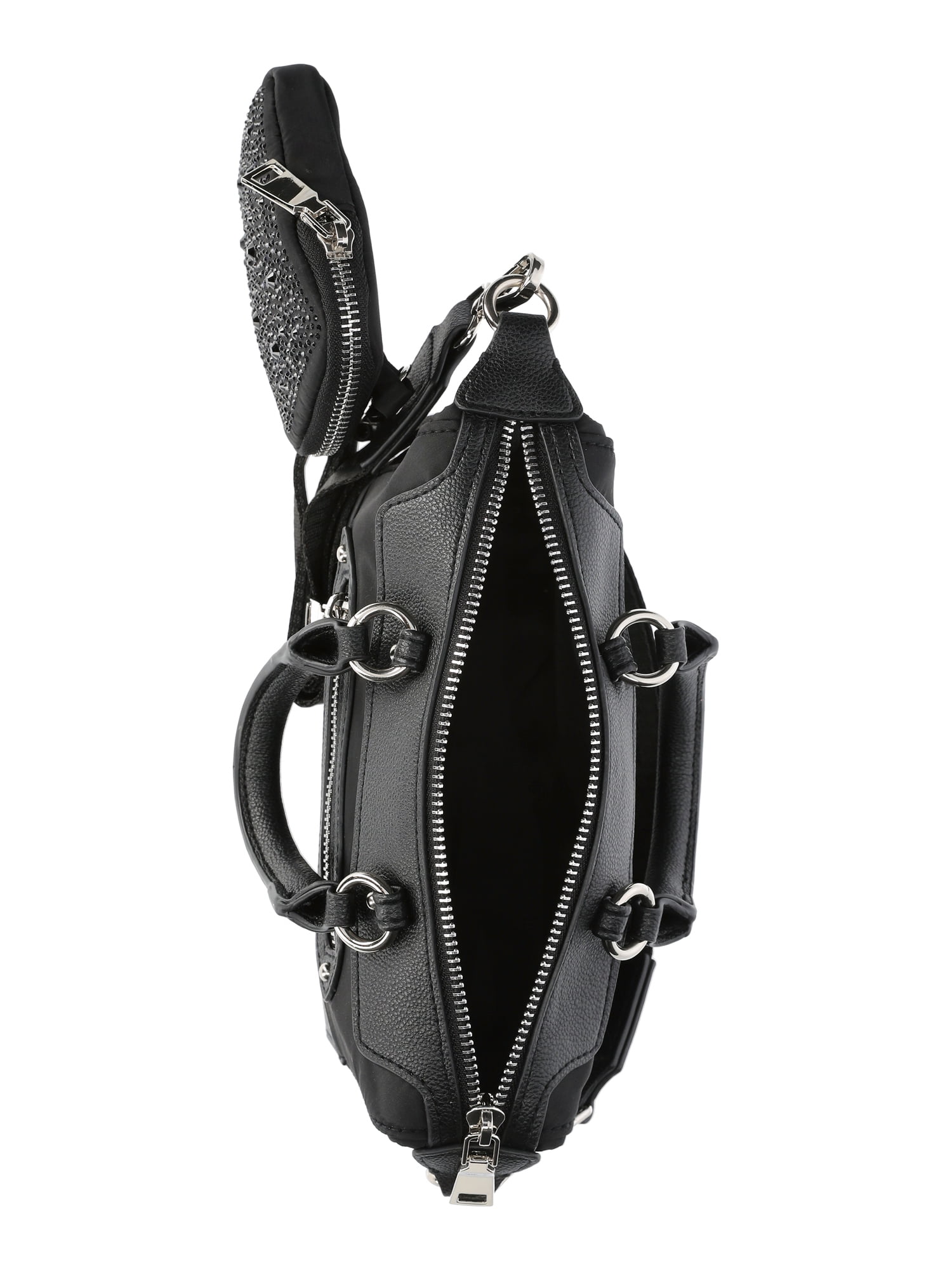 Madden NYC Women's Micro Top Handle Nylon Mini Handbag, Black