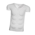 thumbnail image 4 of Camiseta de hombre con músculos falsos, camiseta acolchada con forma de pecho, ropa interior moldeadora para interiores. abdominales de manga corta, 4 of 9