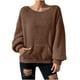thumbnail image 2 of HongQid Women's Long Sleeves Crew Neck Fleece Pullover Sweatshirts with Pocket, 2 of 9