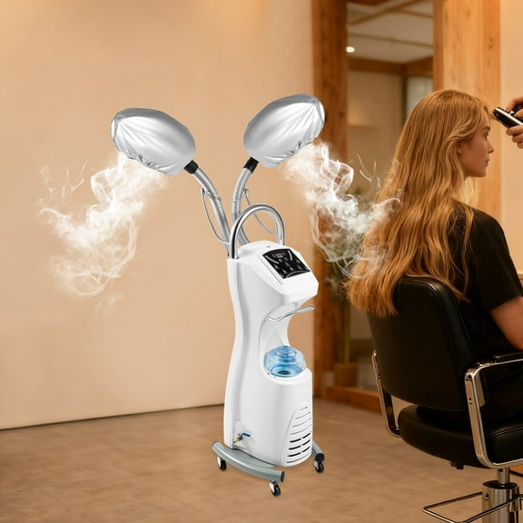 7 in 1 Professional Stand Hair Steamer Dryer, 110V Orbiting Rollerball Color Processor w/ Rolling Base, Floor Hooded Treatment Perming Machine