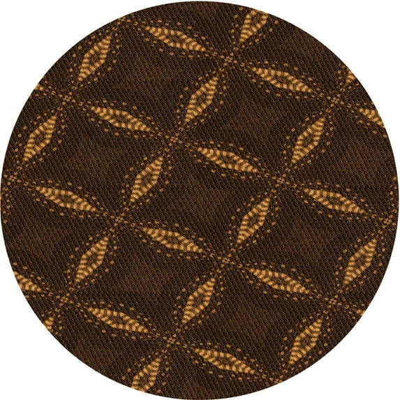 Ahgly Company Machine Washable Indoor Round Transitional Saddle Brown Area Rugs, 5' Round