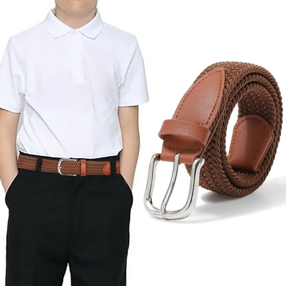 AWAYTR Kids Elastic Braided Belt - Pin Buckle Stretch Golf Baseball Belts for Boys and Girls