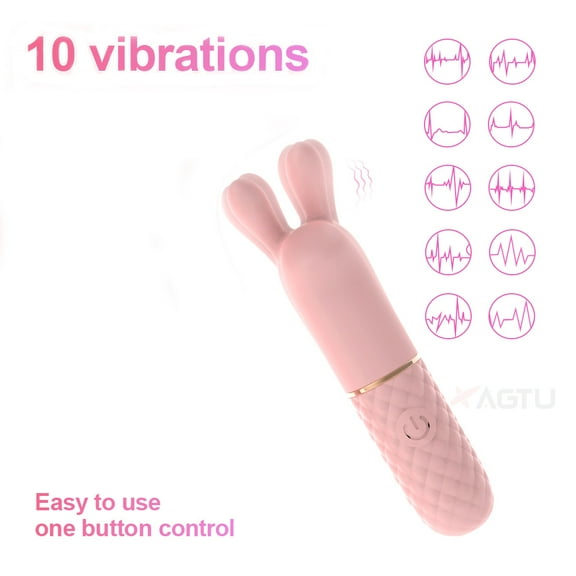 Xbonp Mini Vibrator Bullet for Women 10 Modes Rechargeable Waterproof Pink