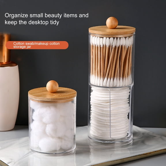 Joernso Storage Box Cotton Swabs Organizer with Lid Transparent Design Multipurpose Cotton Balls Floss Storage Container