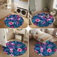 thumbnail image 5 of Round Area Rugs 4Ft, Tropical Plants Non-Slip Washable Circle Rugs Carpet, Summer Floral Monstera Palm Leaf Vintage Indoor Outdoor Rug Floor Mats Throw Runner for Bedroom Living Room Bathroom, 5 of 8